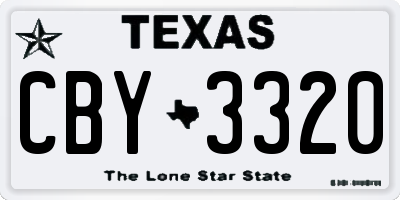 TX license plate CBY3320
