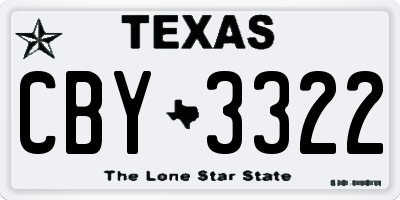 TX license plate CBY3322