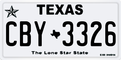 TX license plate CBY3326