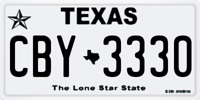 TX license plate CBY3330