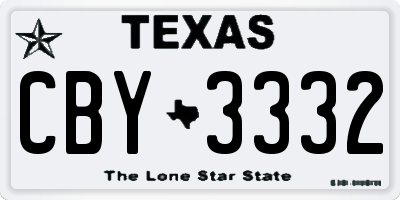 TX license plate CBY3332