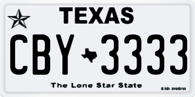 TX license plate CBY3333
