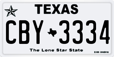 TX license plate CBY3334