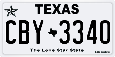TX license plate CBY3340