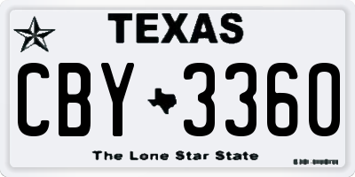 TX license plate CBY3360