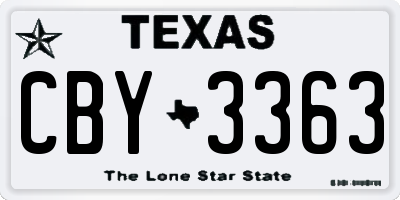 TX license plate CBY3363