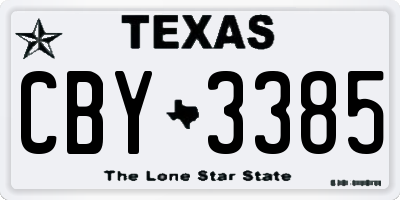 TX license plate CBY3385