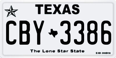 TX license plate CBY3386