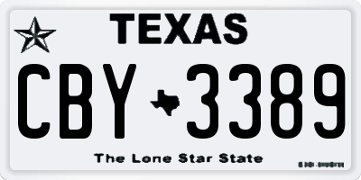 TX license plate CBY3389