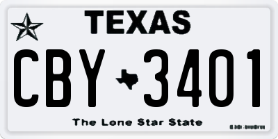 TX license plate CBY3401
