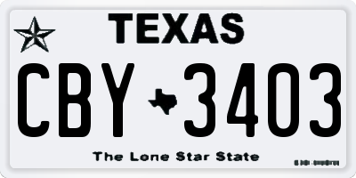 TX license plate CBY3403