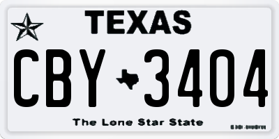 TX license plate CBY3404