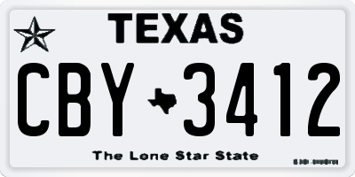 TX license plate CBY3412