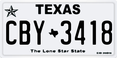 TX license plate CBY3418