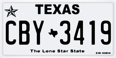 TX license plate CBY3419