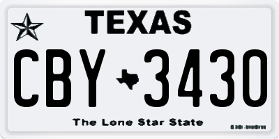 TX license plate CBY3430