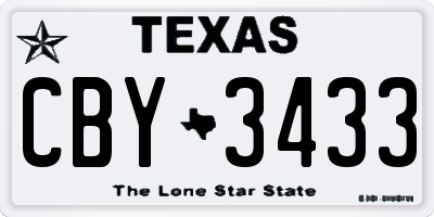 TX license plate CBY3433