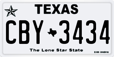 TX license plate CBY3434