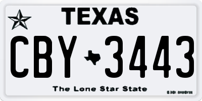 TX license plate CBY3443