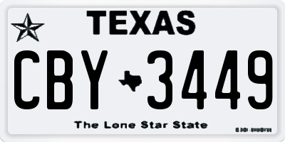 TX license plate CBY3449