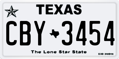 TX license plate CBY3454