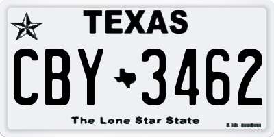 TX license plate CBY3462