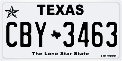 TX license plate CBY3463
