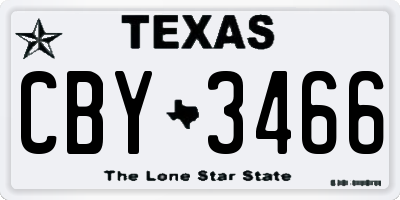 TX license plate CBY3466