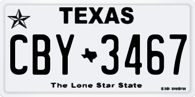 TX license plate CBY3467