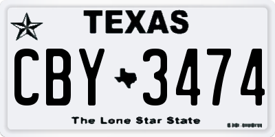 TX license plate CBY3474
