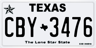 TX license plate CBY3476