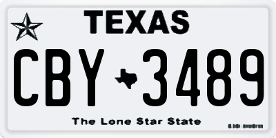 TX license plate CBY3489