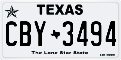 TX license plate CBY3494