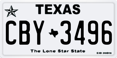 TX license plate CBY3496