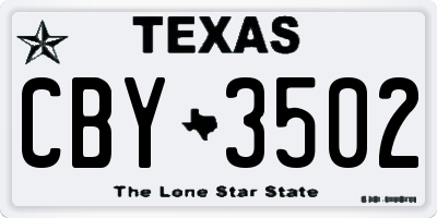TX license plate CBY3502