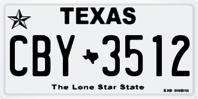 TX license plate CBY3512