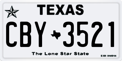 TX license plate CBY3521