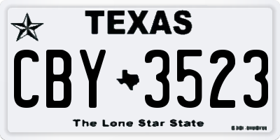 TX license plate CBY3523