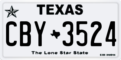 TX license plate CBY3524