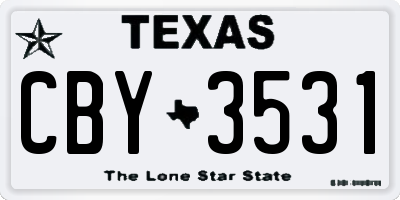 TX license plate CBY3531