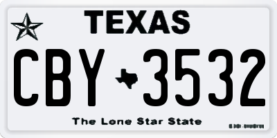 TX license plate CBY3532