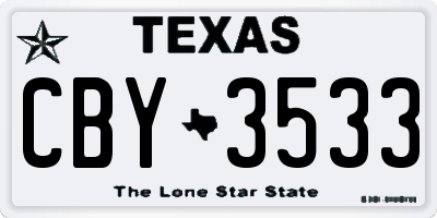 TX license plate CBY3533