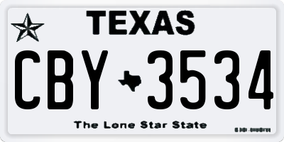 TX license plate CBY3534