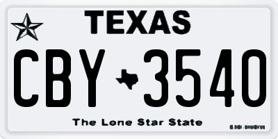 TX license plate CBY3540