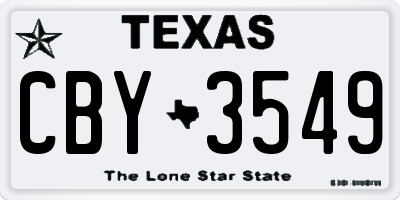 TX license plate CBY3549