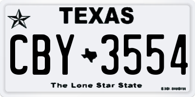 TX license plate CBY3554