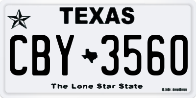 TX license plate CBY3560