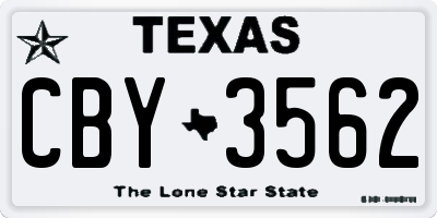 TX license plate CBY3562
