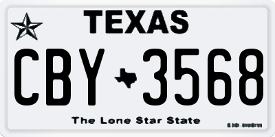 TX license plate CBY3568