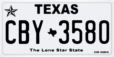 TX license plate CBY3580